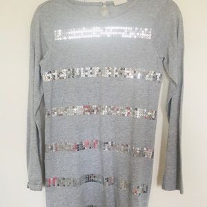 Girls grey striped sparkle dress